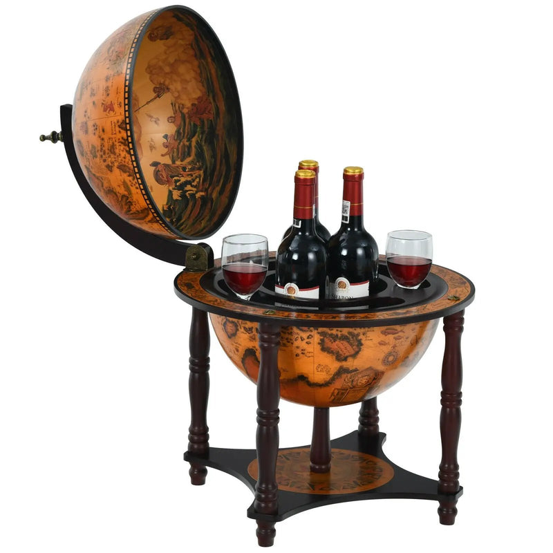 23 Inch Globe Wine Bar Stand for Dining Room and Living Room-Coffee by DirectDeals