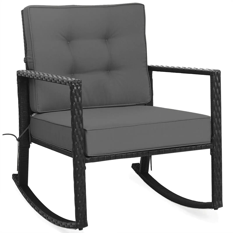 Patio Rattan Rocker Outdoor Glider Rocking Chair Cushion Lawn by DirectDeals