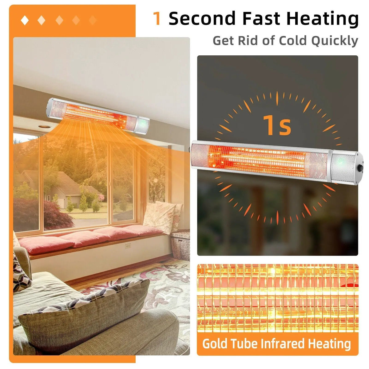 1500W Outdoor Electric Patio Heater with Remote Control, photo 16 of 16