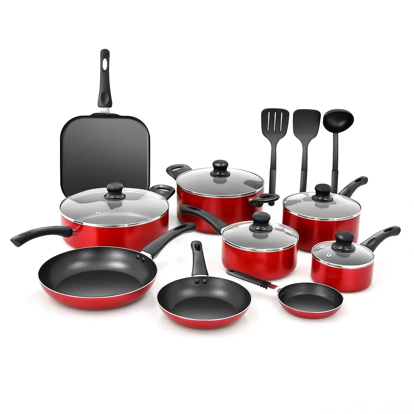 17 Pieces Hard Anodized Nonstick Cookware Pots and Pans Set by DirectDeals