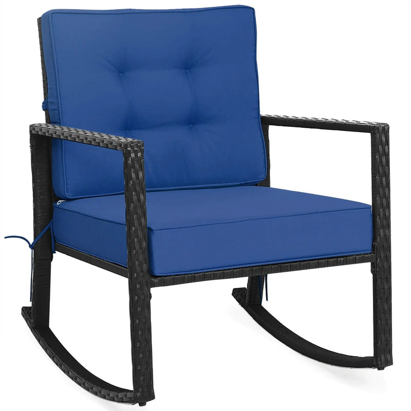 Patio Rattan Rocker Outdoor Glider Rocking Chair Cushion Lawn by DirectDeals