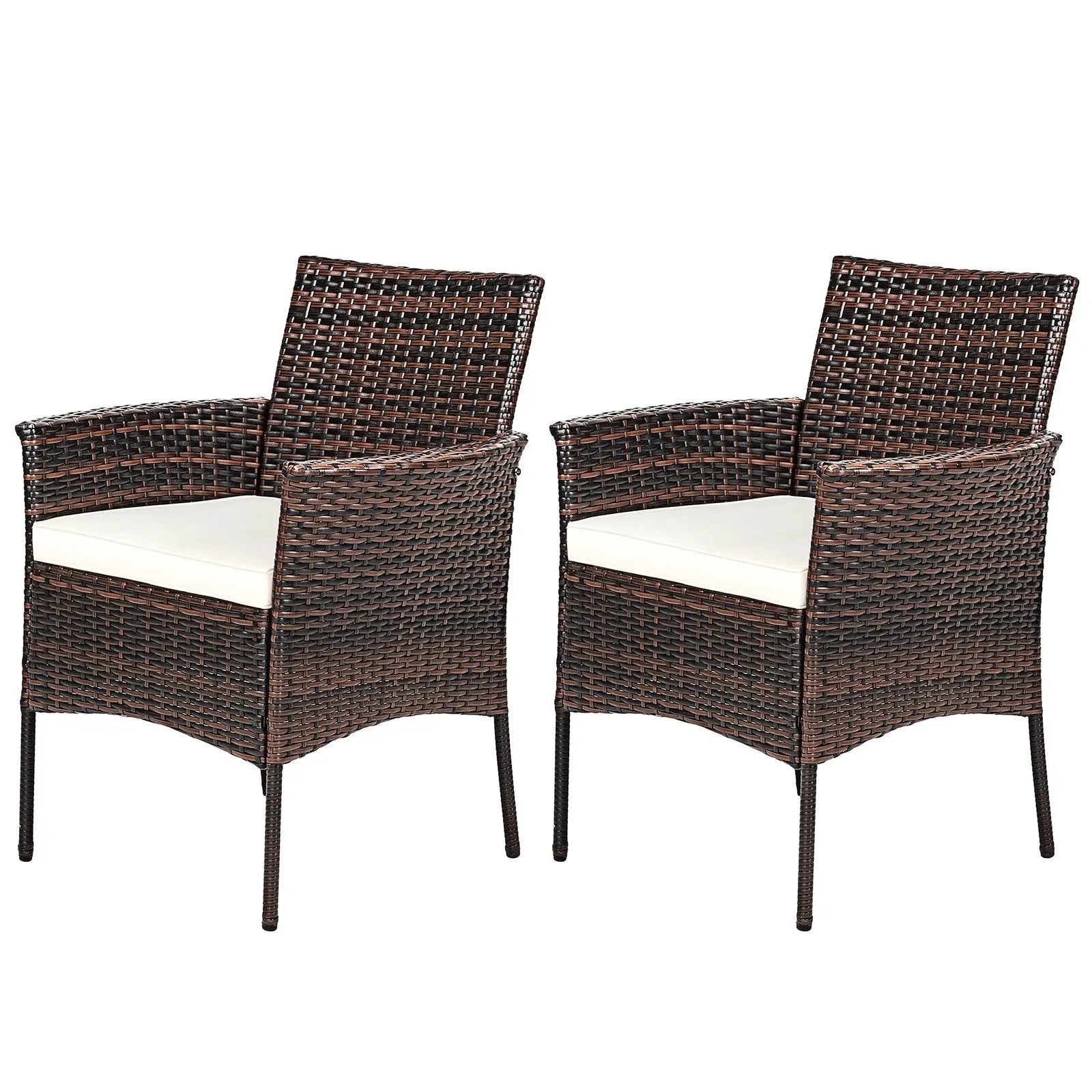 2 Pieces Outdoor PE Rattan Armchairs with Removable Cushions by DirectDeals
