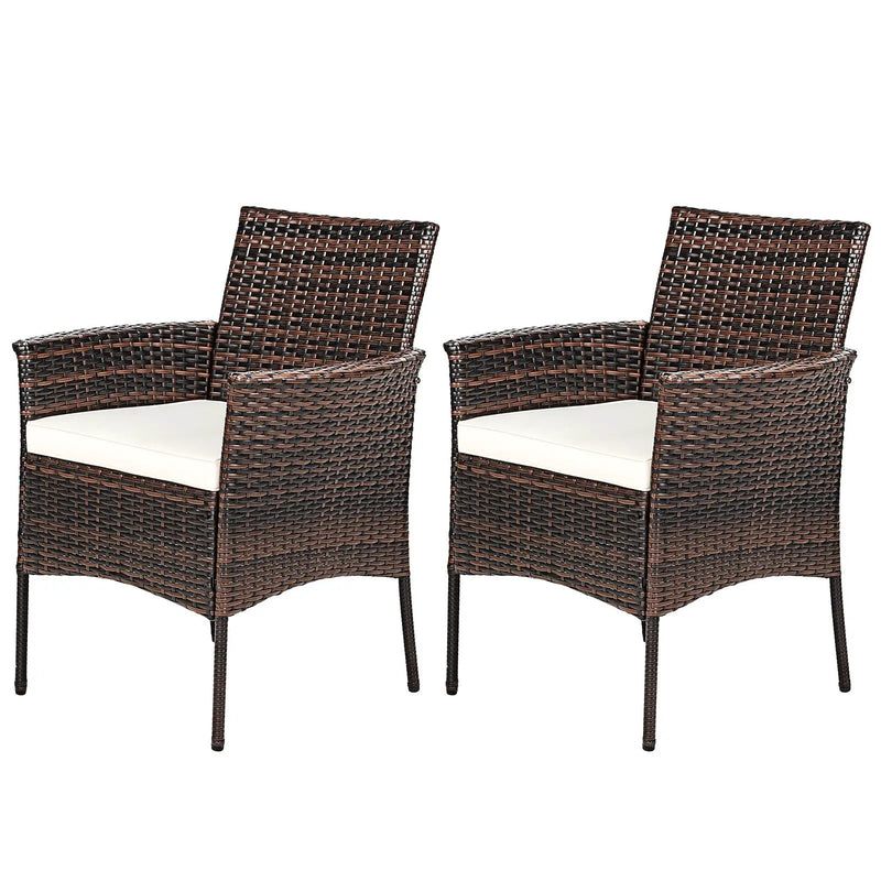 2 Pieces Outdoor PE Rattan Armchairs with Removable Cushions by DirectDeals