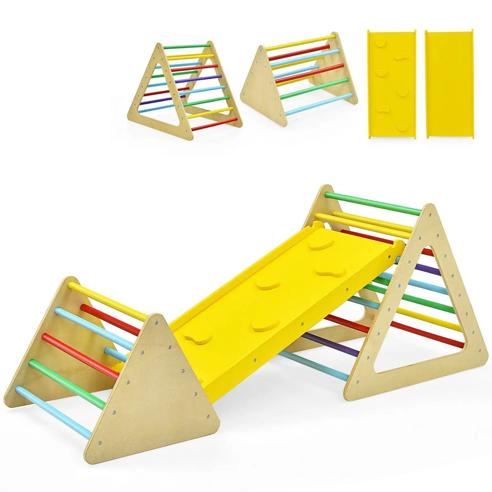3 in 1 Wooden Set of 2 Triangle Climber with Ramp for Slid by DirectDeals