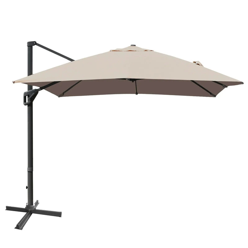 10 x 13 Feet Rectangular Cantilever Umbrella with 360¬∞ Rotation Function-Brown by DirectDeals