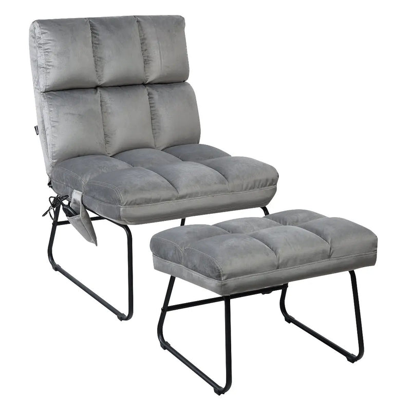 Velvet Massage Recliners with Ottoman Remote Control and Side Pocket by DirectDeals