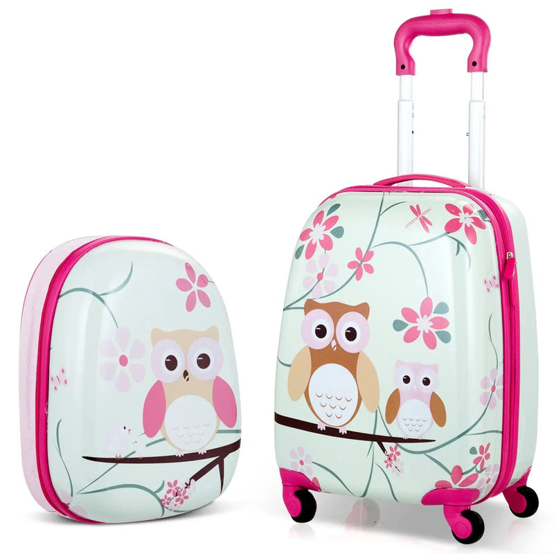 2 Pieces 12 Inch 16 Inch Green ABS Kids Suitcase Luggage Set by DirectDeals