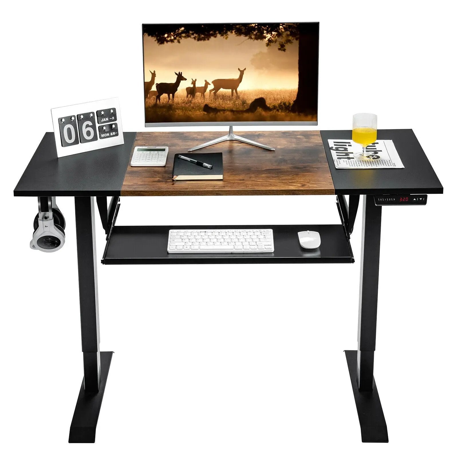 48 Inch Electric Sit to Stand Desk with Keyboard Tray by DirectDeals