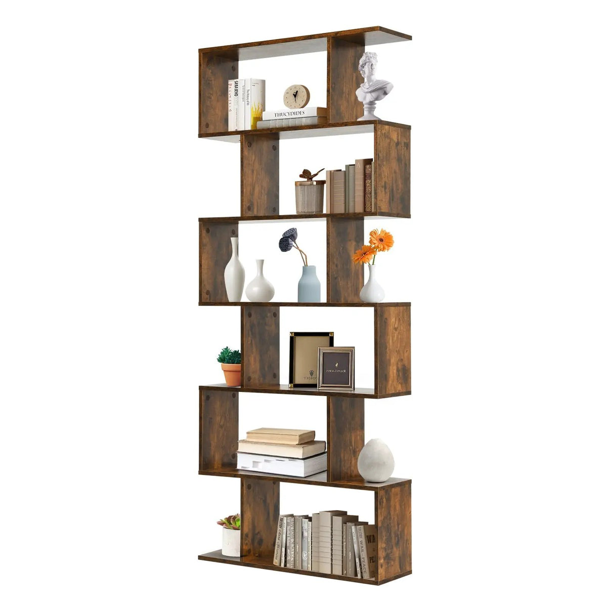 6 Tier S-Shaped Bookshelf Storage Display Bookcase Decor Z-Shelf, photo 4 of 10
