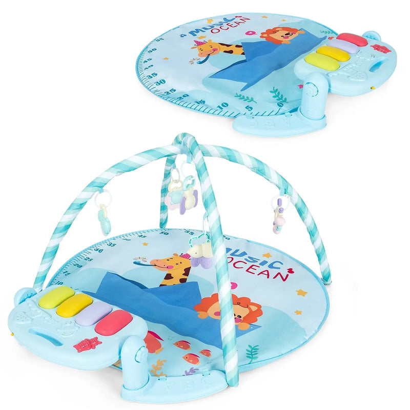 Baby Activity Play Piano Gym Mat with 5 Hanging Sensory Toys by DirectDeals