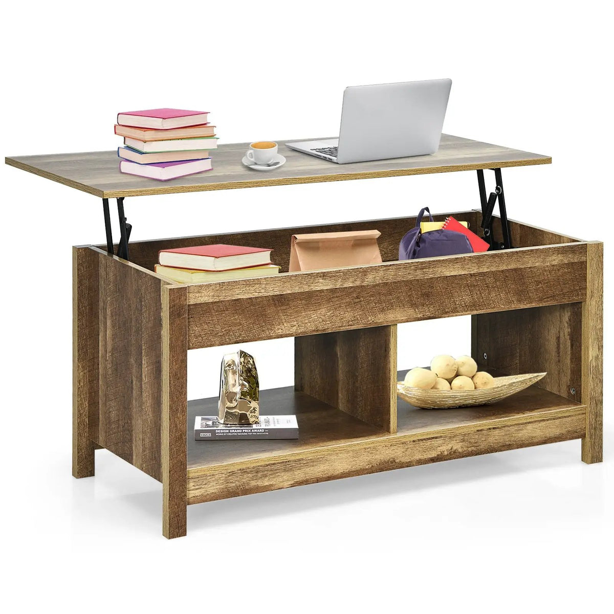 Lift Top Coffee Table with Hidden Storage Compartment and Lower Shelf for Study Room, photo 9 of 24