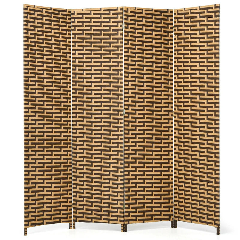 4 Panel Folding Privacy Partition Room Divider with Rustproof Hinge-Yellow by DirectDeals