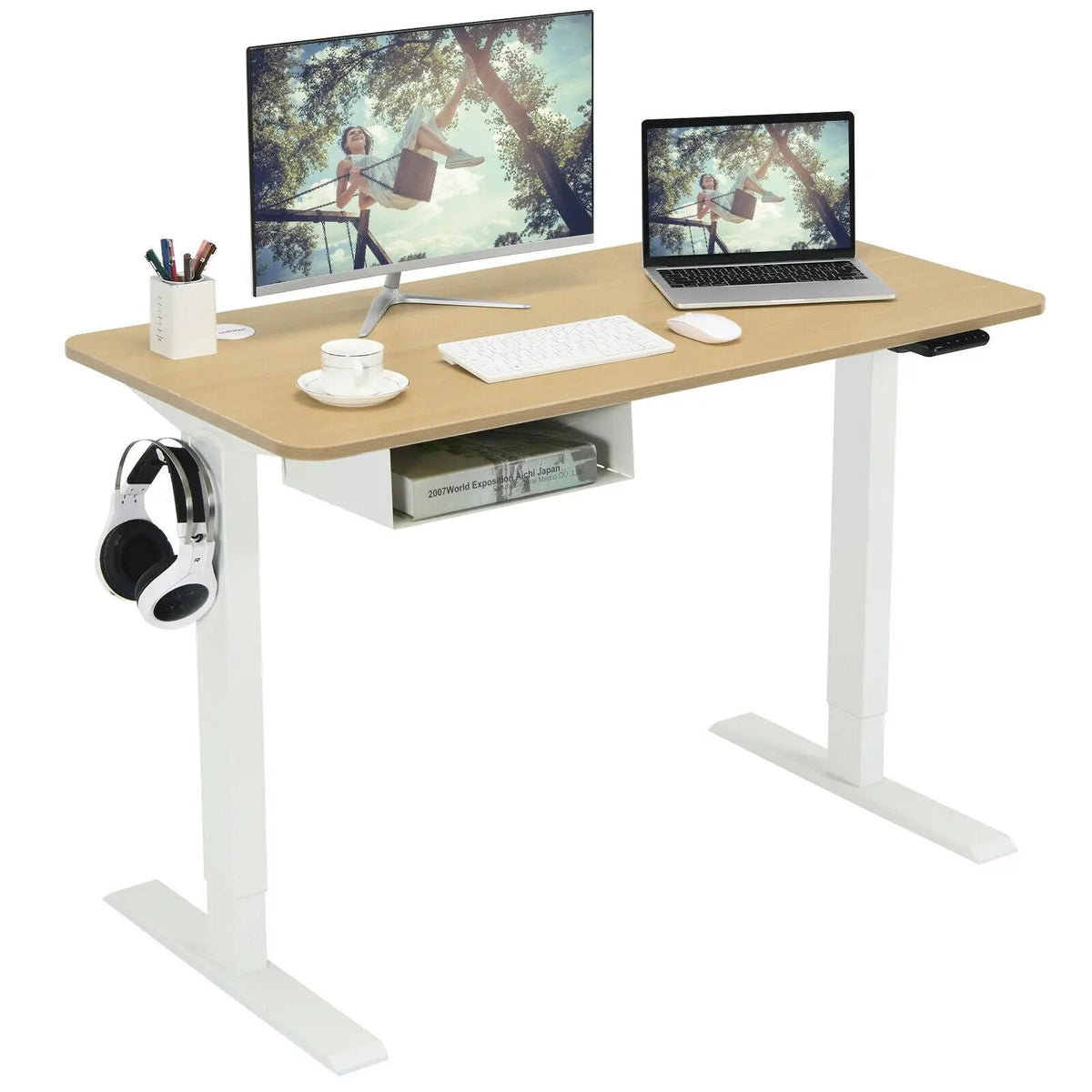 48-Inch Electric Standing Adjustable Desk with Control Panel and USB Port-Natural, photo 4 of 9
