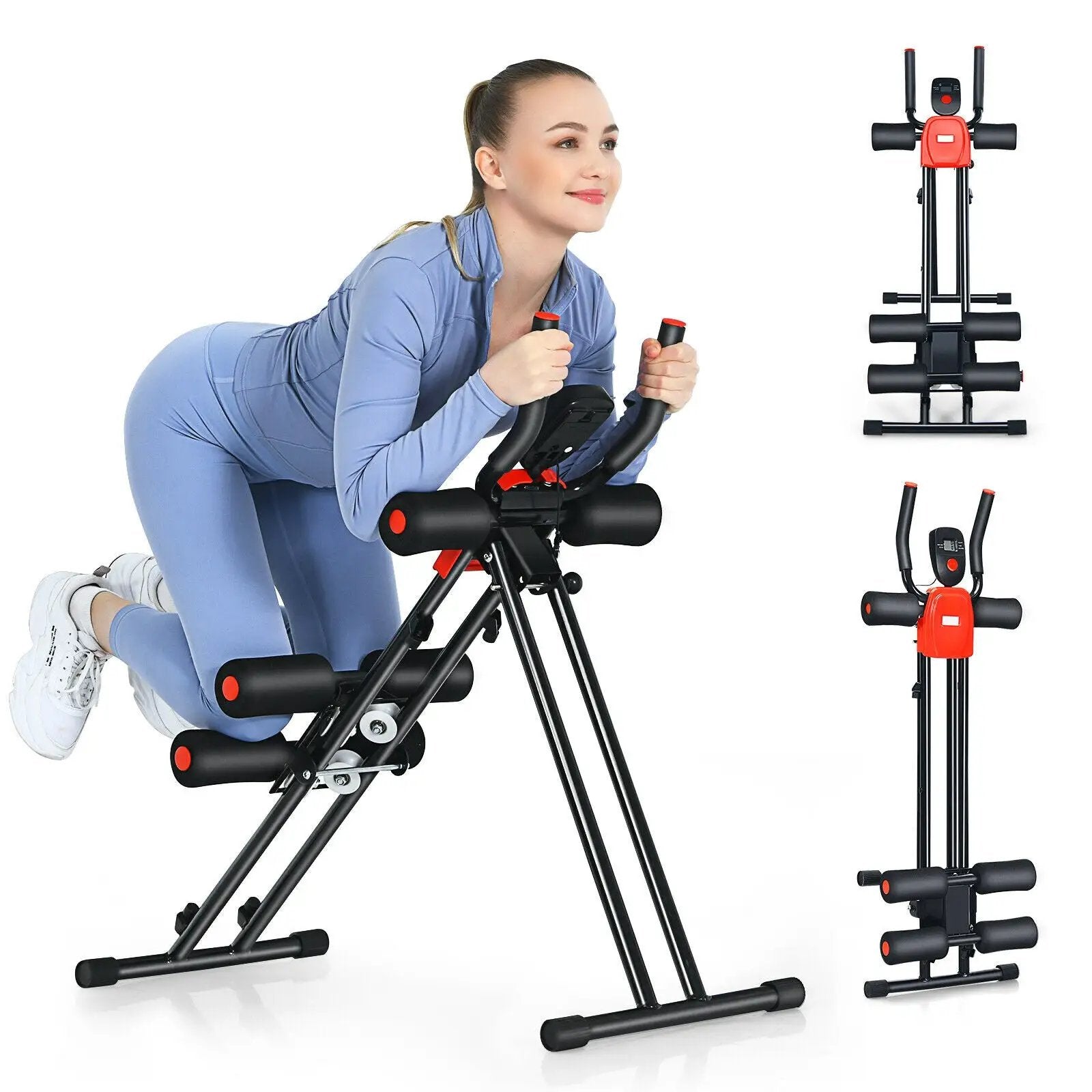 Foldable Adjustable Core Abdominal Trainer with 3 Adjustable Resistance and LCD Display by DirectDeals