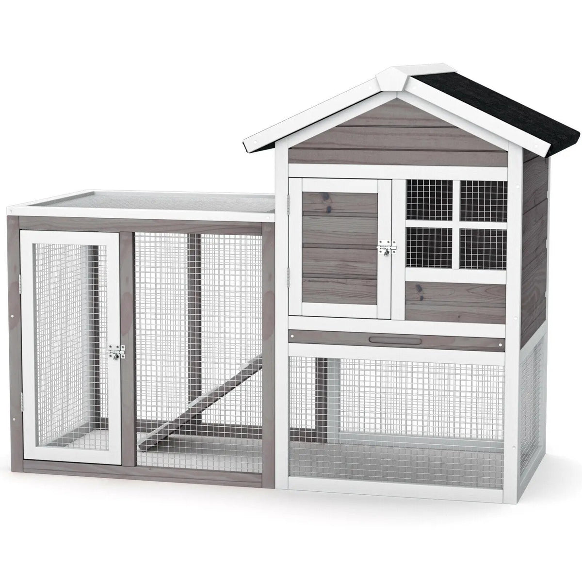 2-Story Wooden Rabbit Hutch with Running Area, photo 3 of 10