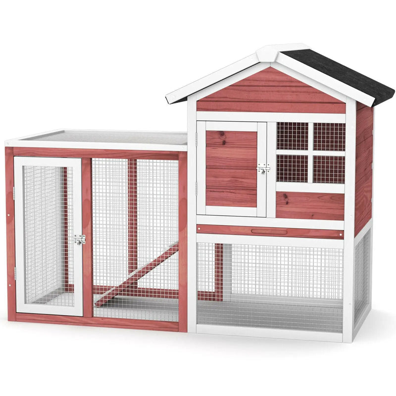 2-Story Wooden Rabbit Hutch with Running Area by DirectDeals