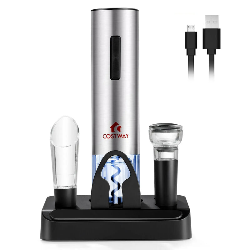 6-in-1 Electric Wine Bottle Opener Set with Foil Cutter by DirectDeals