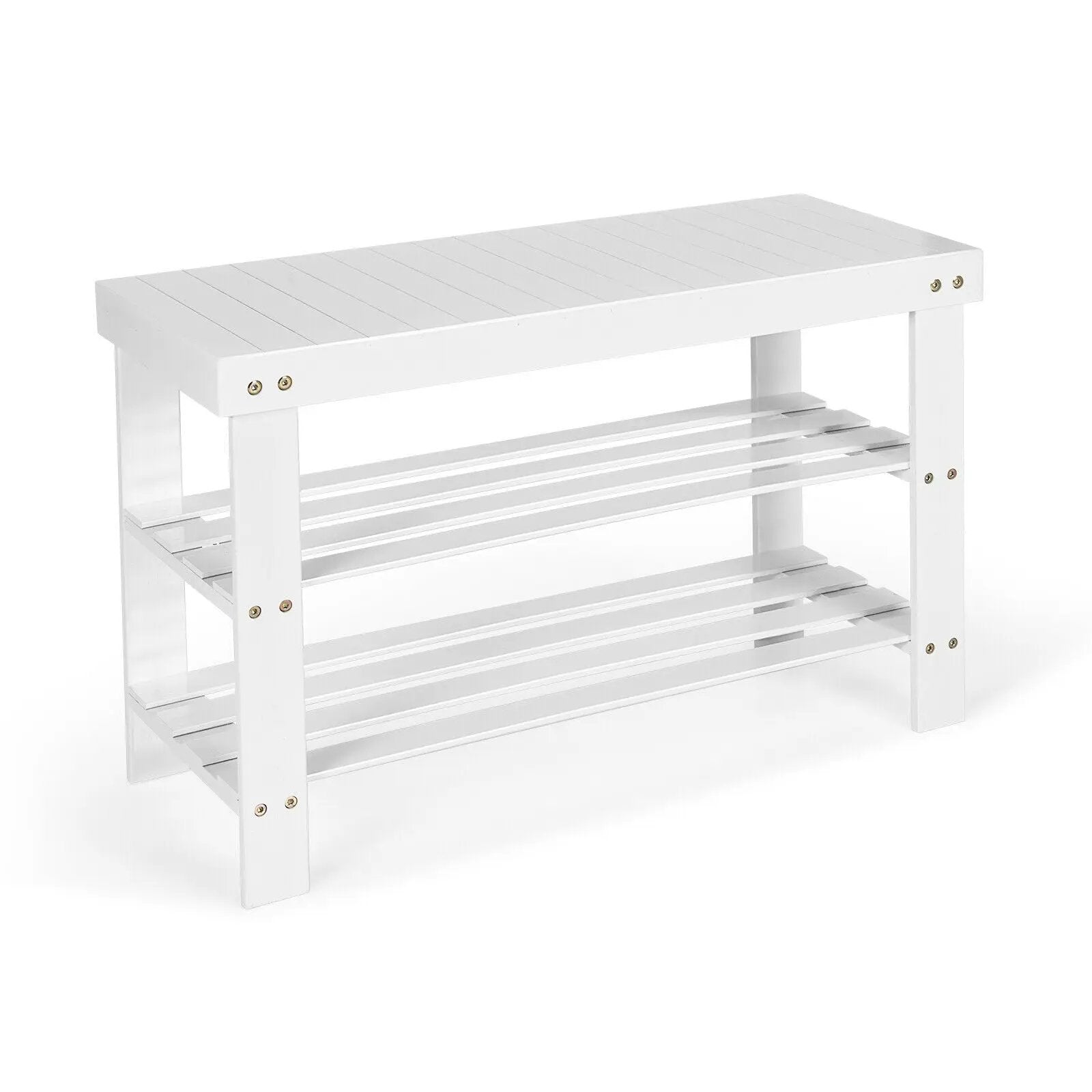 3 Tier Bamboo Bench Storage Shoe Shelf-Natural by DirectDeals