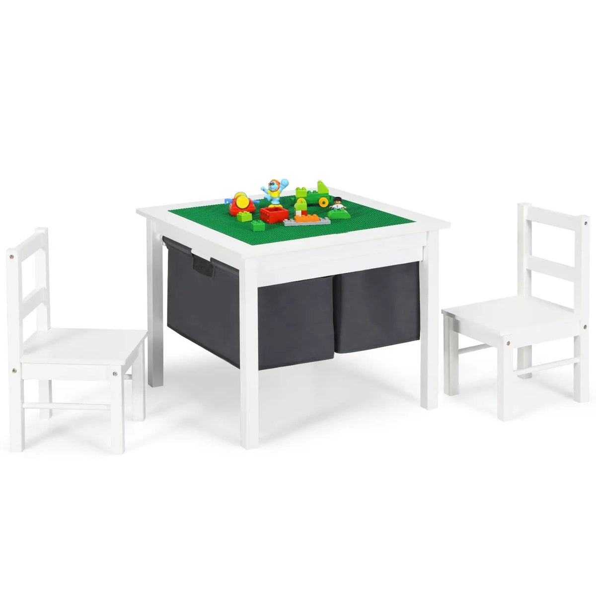 2-in-1 Kids Activity Table and 2 Chairs Set with Storage Building Block Table, photo 8 of 16