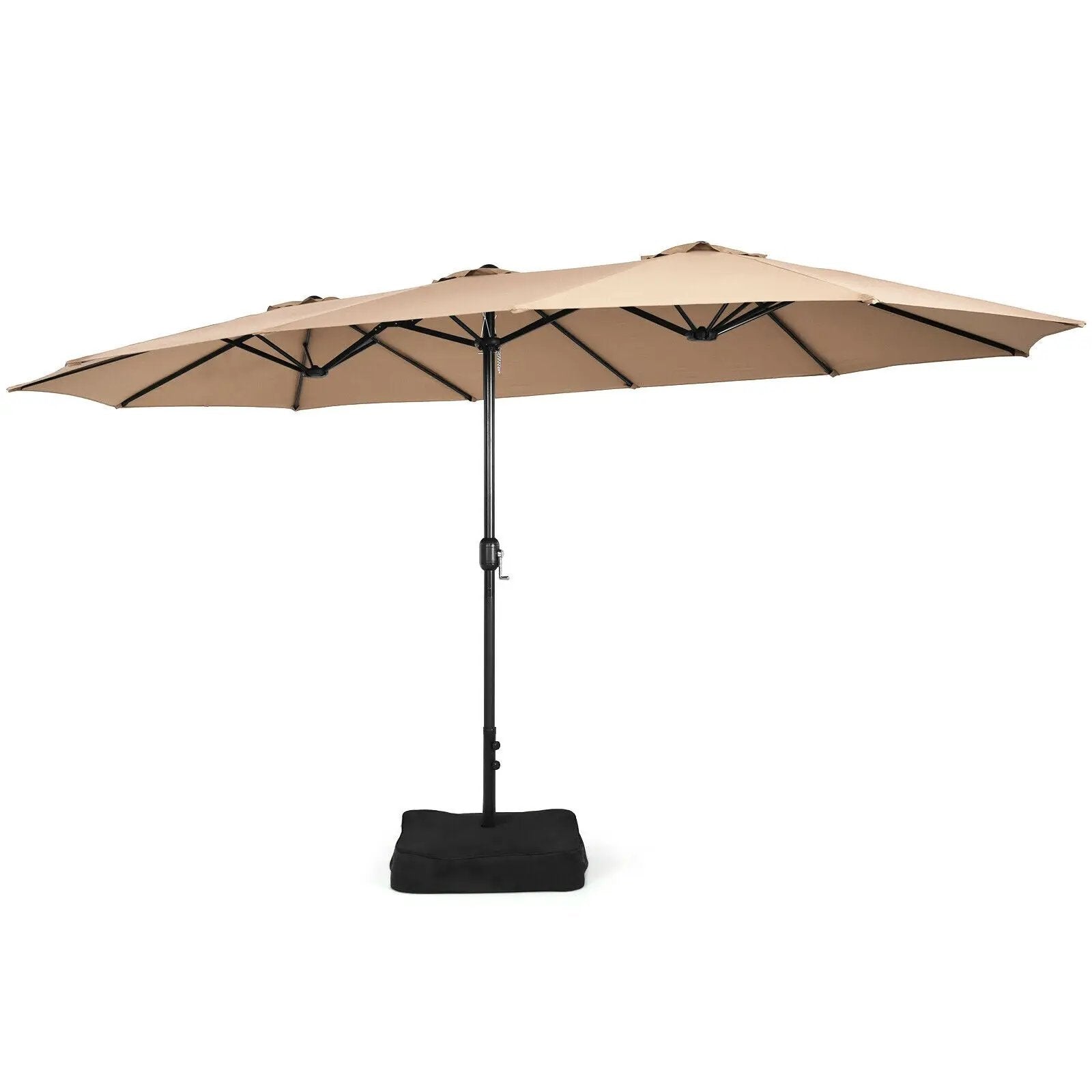 15 Feet Double-Sided Twin Patio Umbrella with Crank and Base by DirectDeals