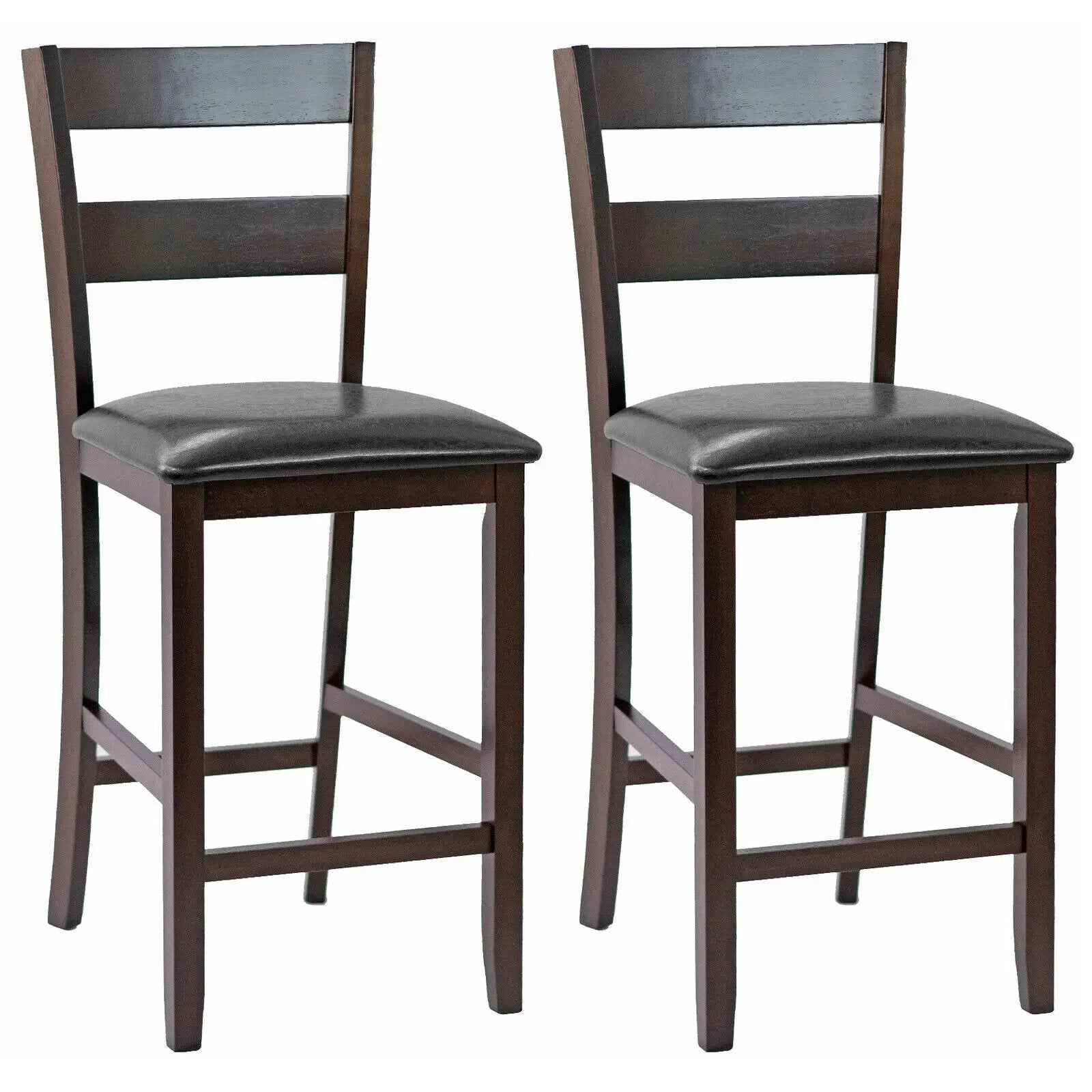 2-Pieces Upholstered Bar Stools Counter Height Chairs with PU Leather Cover by DirectDeals