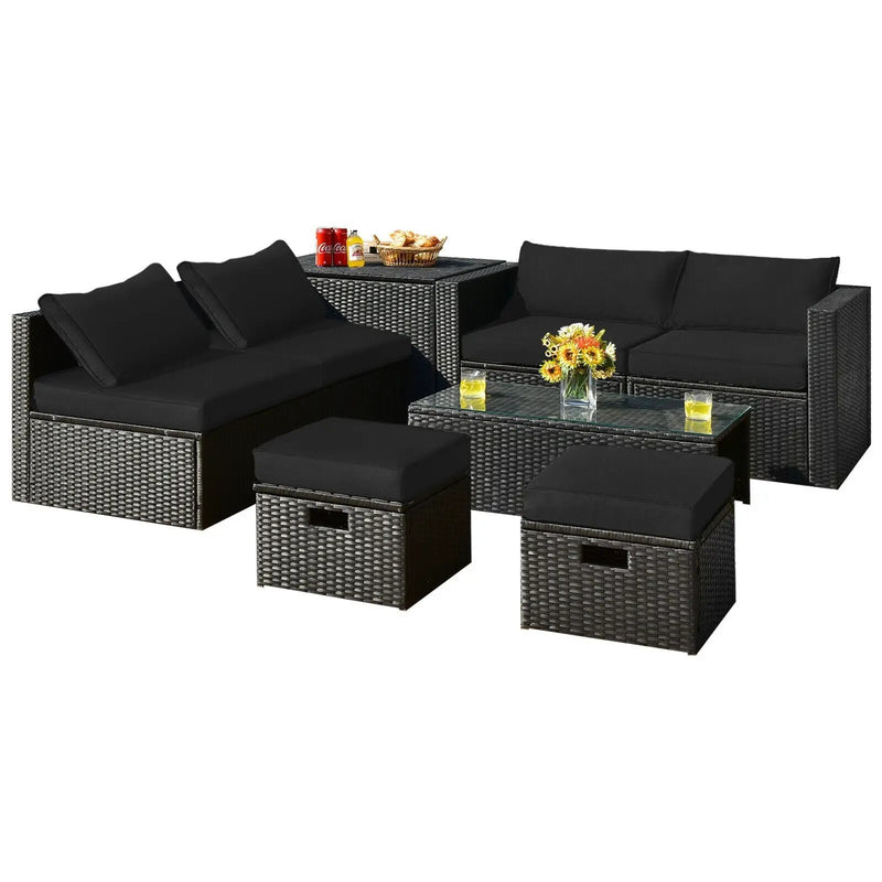 8 Pieces Patio Rattan Storage Table Furniture Set by DirectDeals