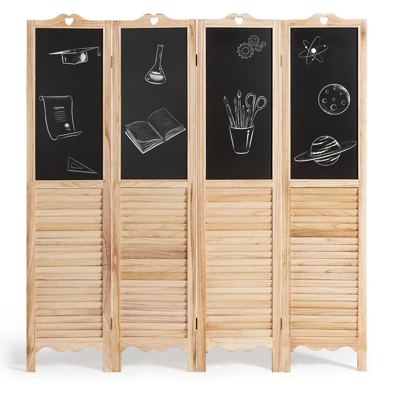 4-Panel Folding Privacy Room Divider Screen with Chalkboard by DirectDeals