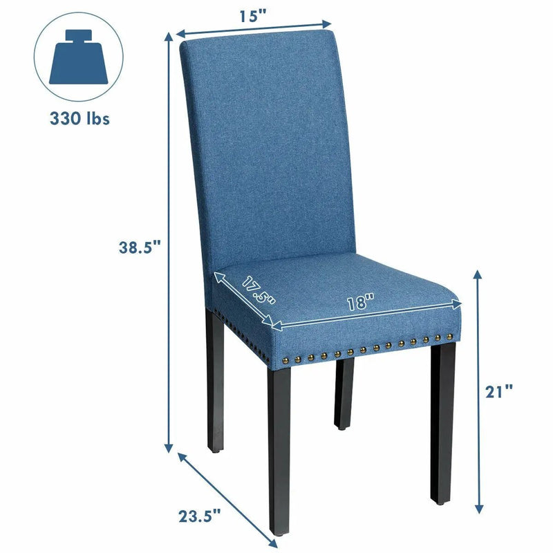 Set of 2 Fabric Upholstered Dining Chairs with Nailhead by DirectDeals