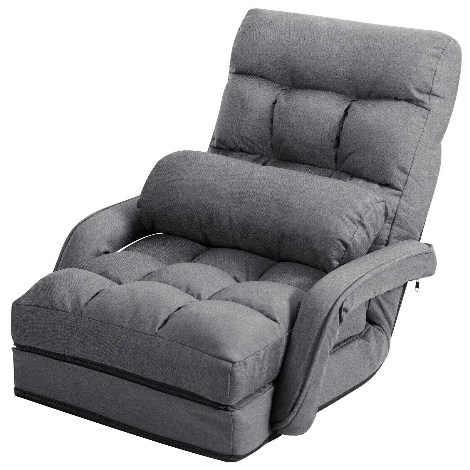 Folding Lazy Floor Chair Sofa with Armrests and Pillow by DirectDeals