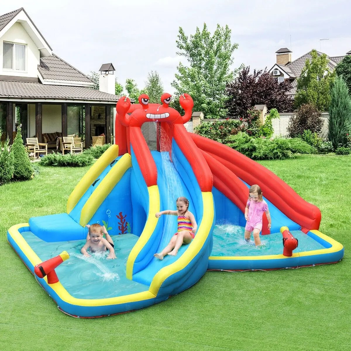 Inflatable Water Slide Bounce House with Water Cannon and 950W Blower by DirectDeals