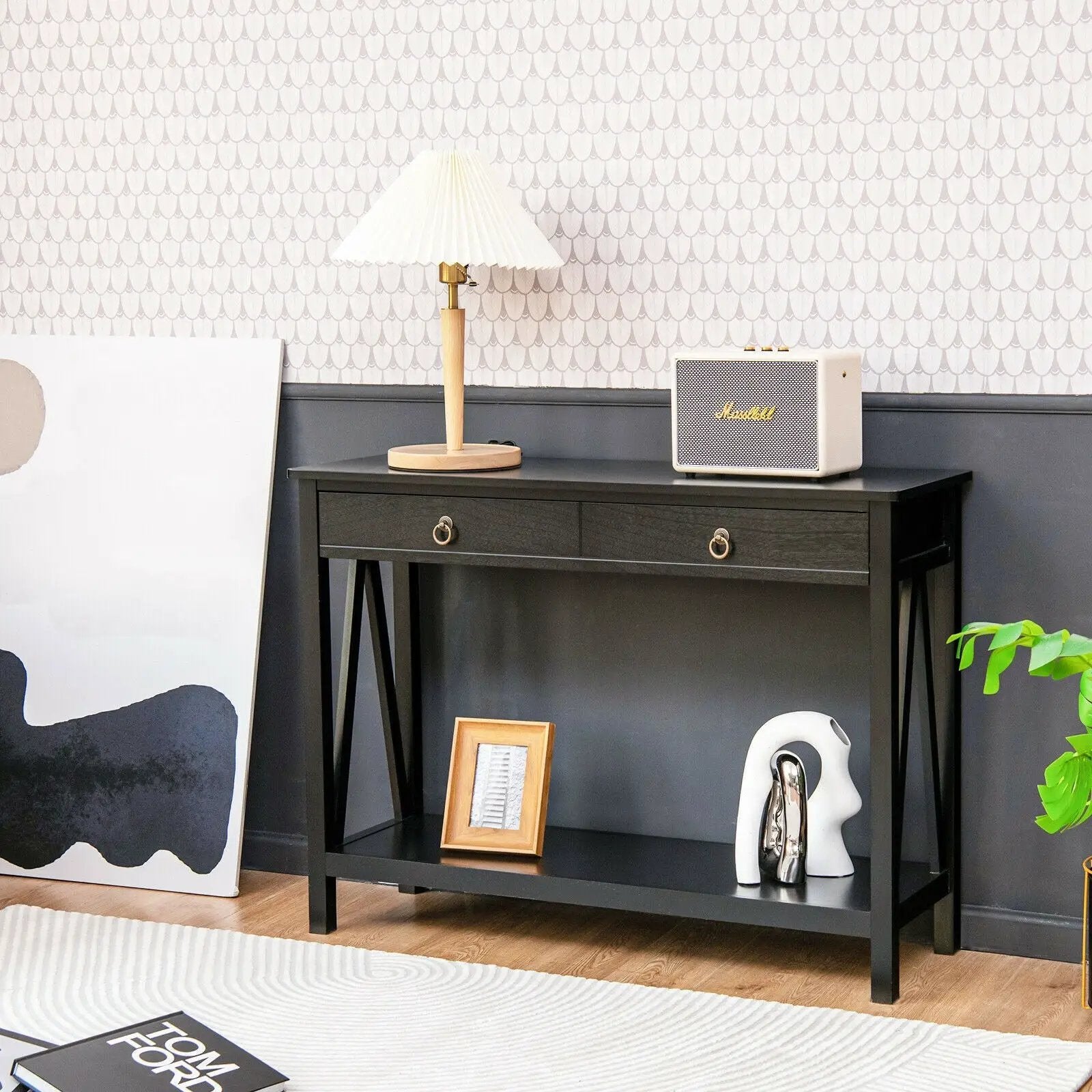 Console Table with Drawer Storage Shelf for Entryway Hallway by DirectDeals