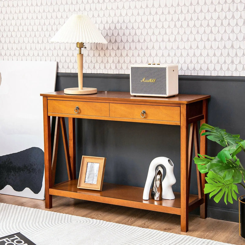 Console Table with Drawer Storage Shelf for Entryway Hallway by DirectDeals