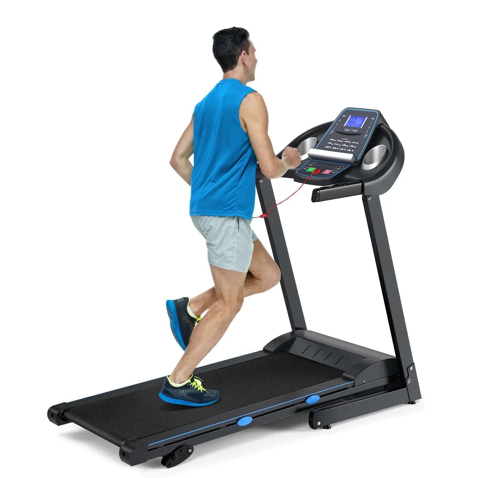 2.25 HP Folding Electric Motorized Power Treadmill with Blue Backlit LCD Display by DirectDeals