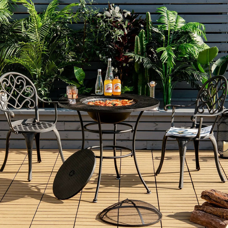 31.5 Inch Patio Fire Pit Dining Table With Cooking BBQ Grate by DirectDeals