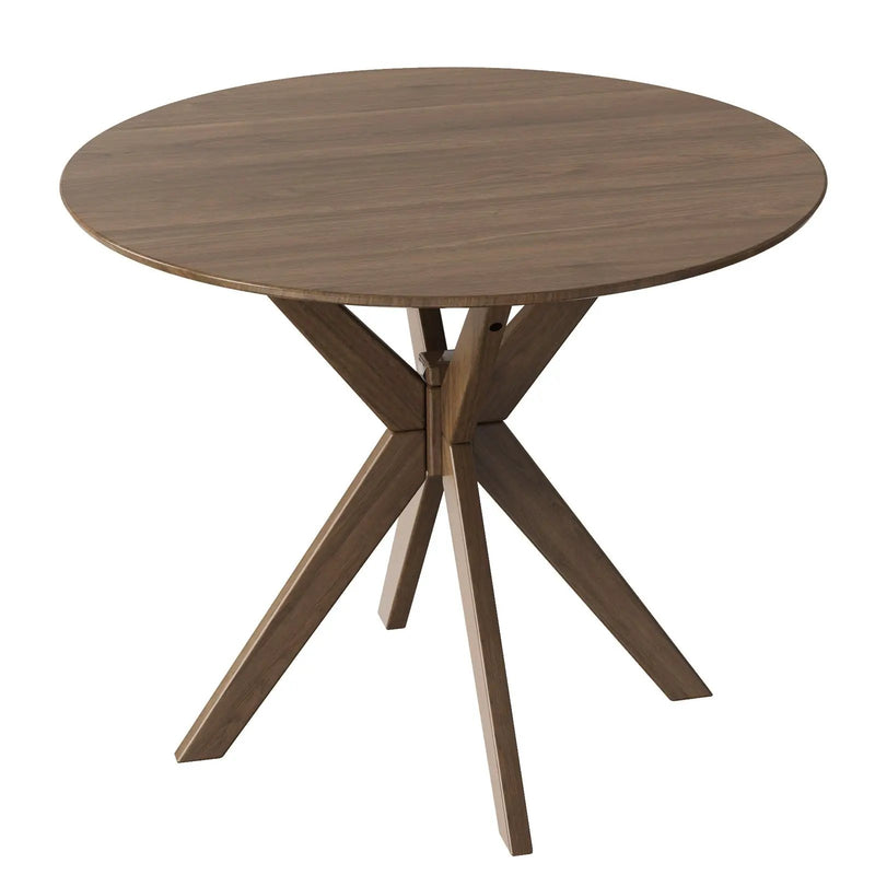 36 Inch Round Wood Dining Table with Intersecting Pedestal Base by DirectDeals
