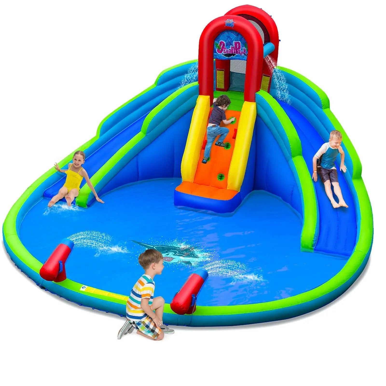 Inflatable Waterslide Bounce House with Upgraded Handrail without Blower by DirectDeals