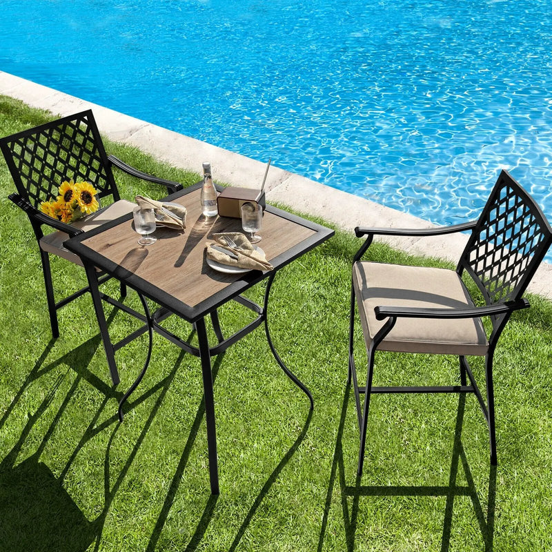 2 Pieces Patio Bar Stool with Height Cushion and Armrest by DirectDeals