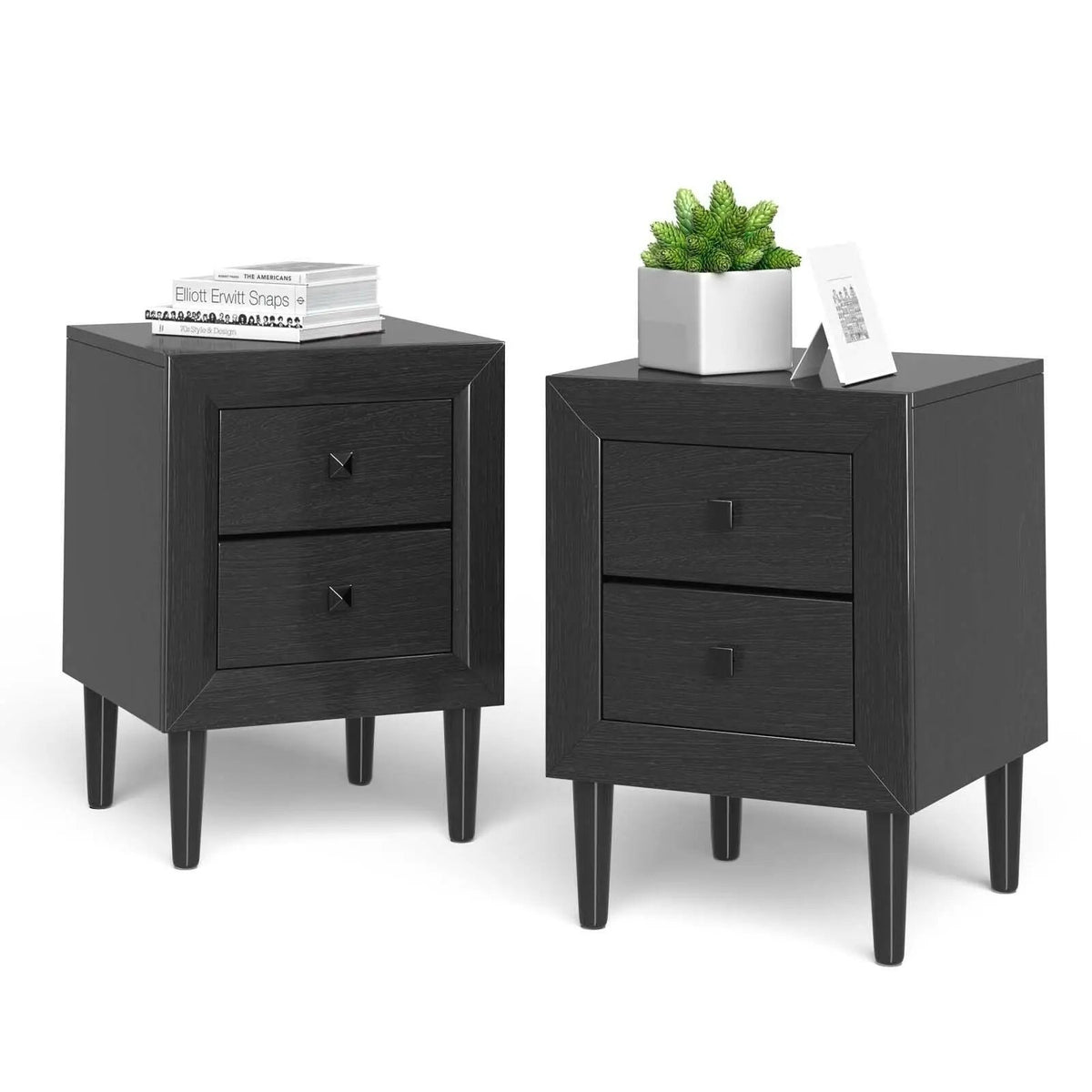 2PCS Nightstand W/2 Drawer Multipurpose, photo 3 of 9