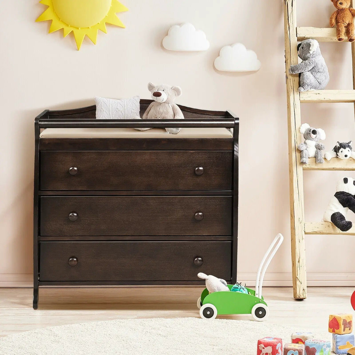 Baby Changing Table Infant Diaper with 3 Drawers and Safety Belt