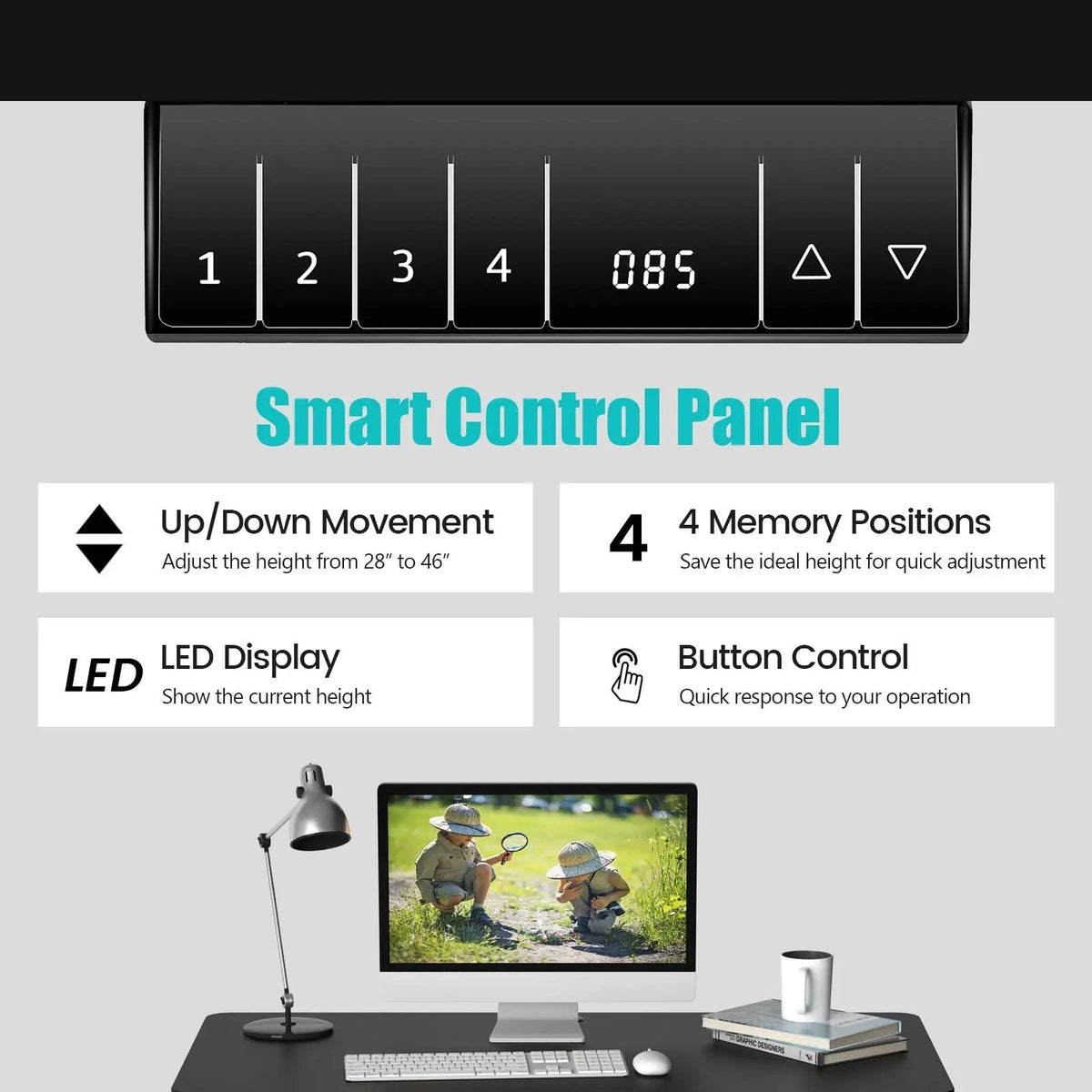Electric Height Adjustable Standing Desk with Memory Controller, photo 7 of 11