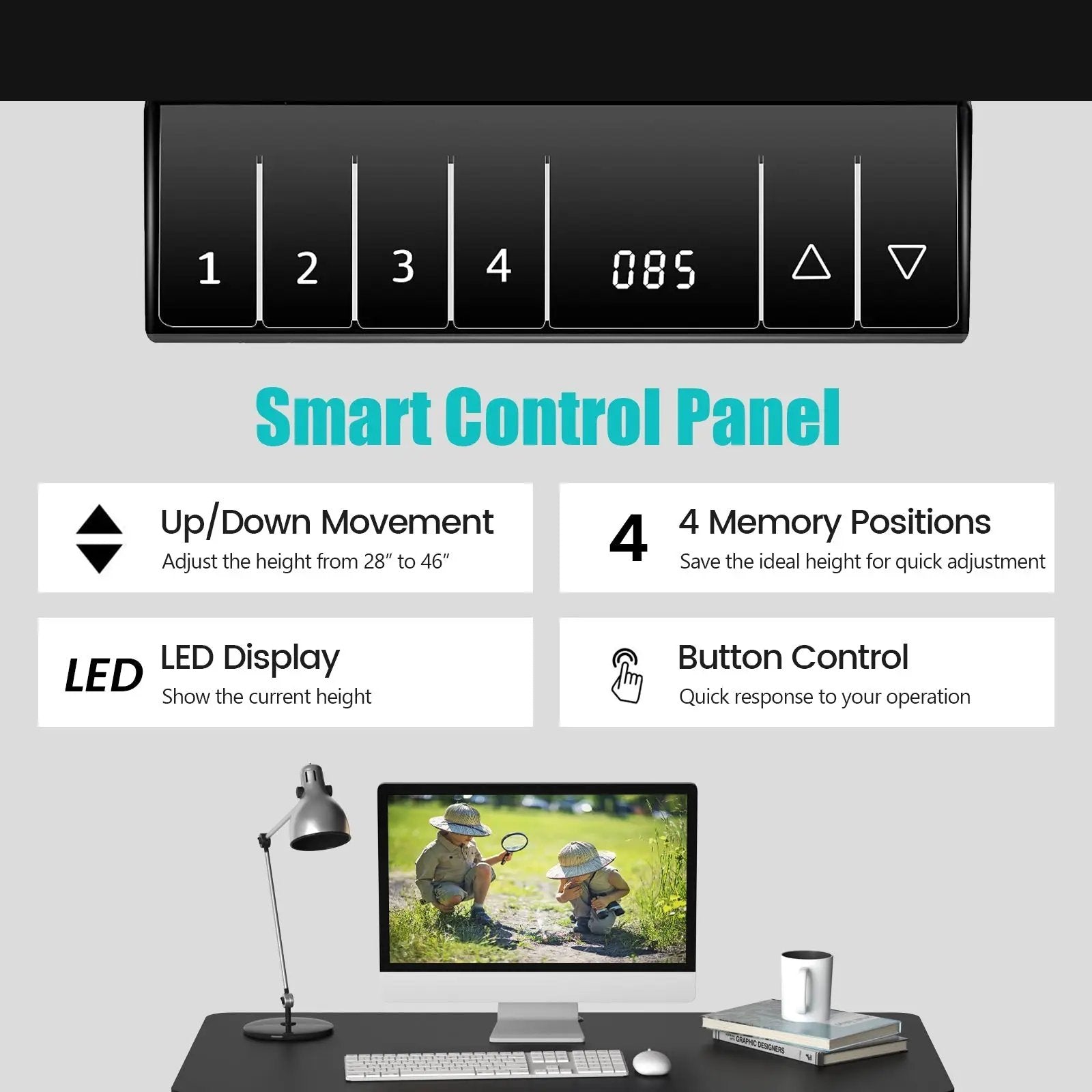 Electric Height Adjustable Standing Desk with Memory Controller by DirectDeals