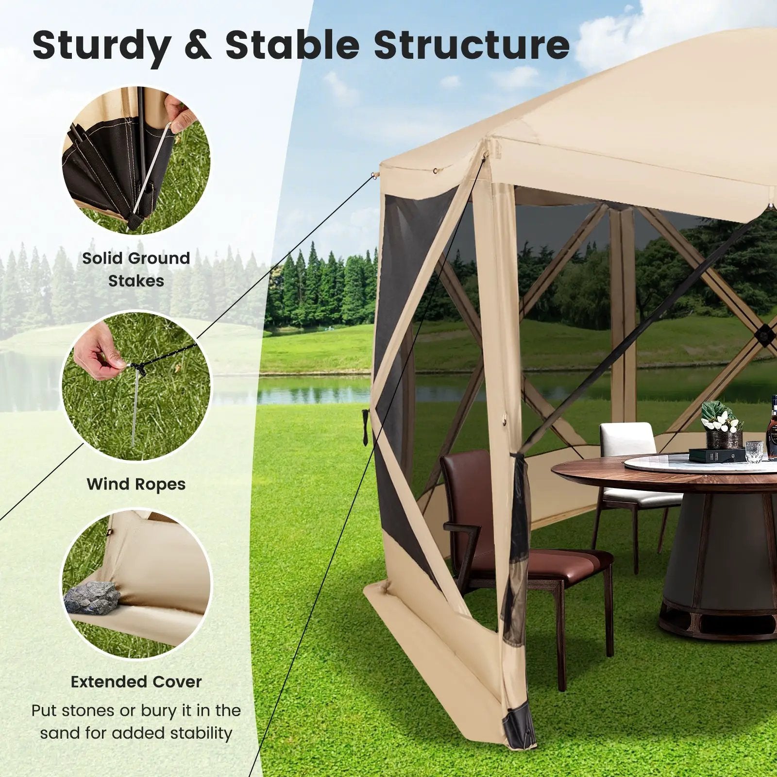 11.5 X 11.5 FT Pop-up Screen House Tent with Portable Carrying Bag by DirectDeals