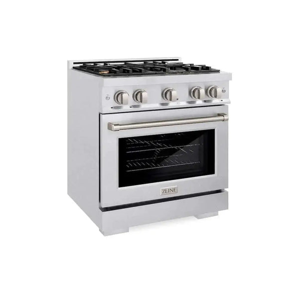 ZLINE 30" Select Dual Fuel Range Gas Cooktop Electric Convection Oven DuraSnow® Stainless Steel Brass Burners HDRS-BR-30