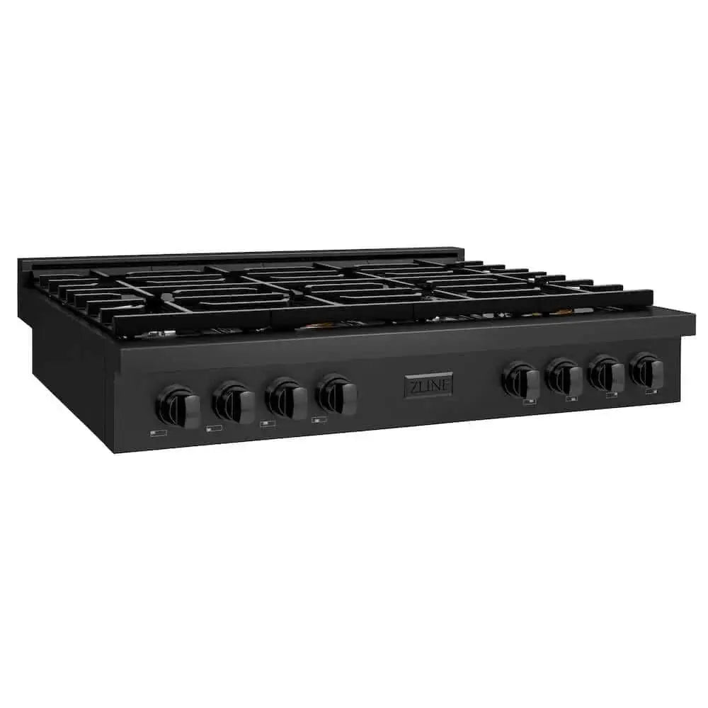 ZLINE 48" Paramount Gas Rangetop Black Stainless Steel SRTB-48 by Farmhouse Kitchen and Bath