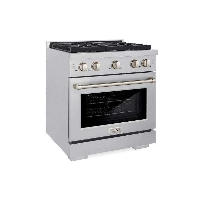 ZLINE 30"Paramount Dual Fuel Range DuraSnow® Stainless Steel SDRS-30 by Farmhouse Kitchen and Bath
