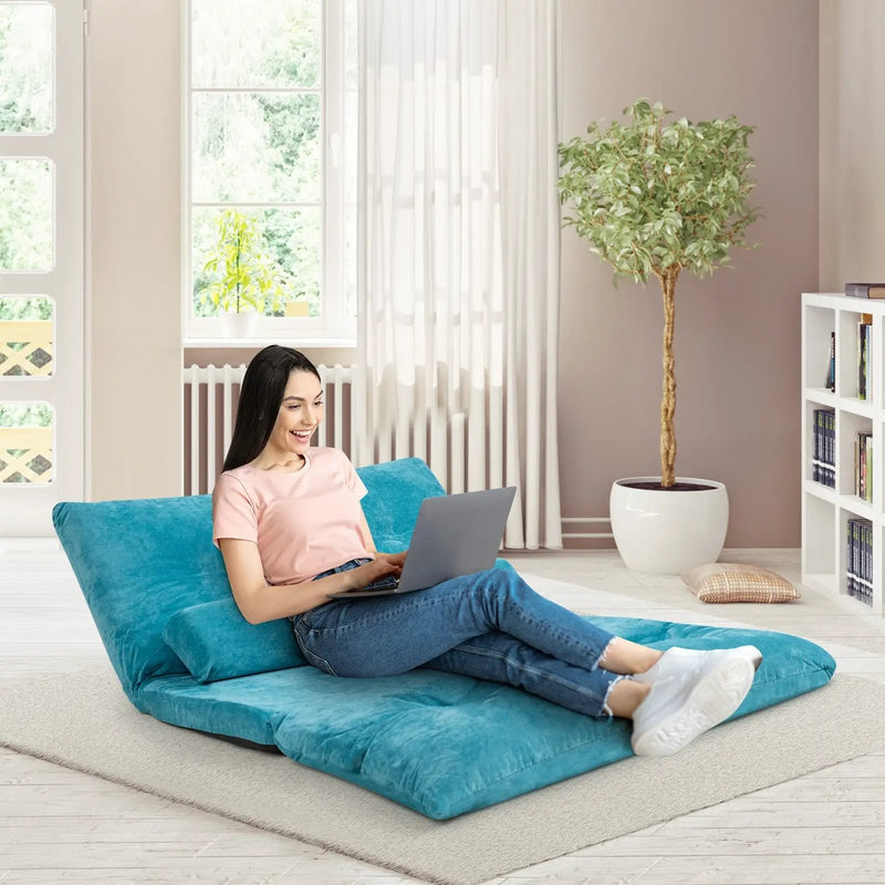 6-Position Adjustable Sleeper Lounge Couch with 2 Pillows by DirectDeals