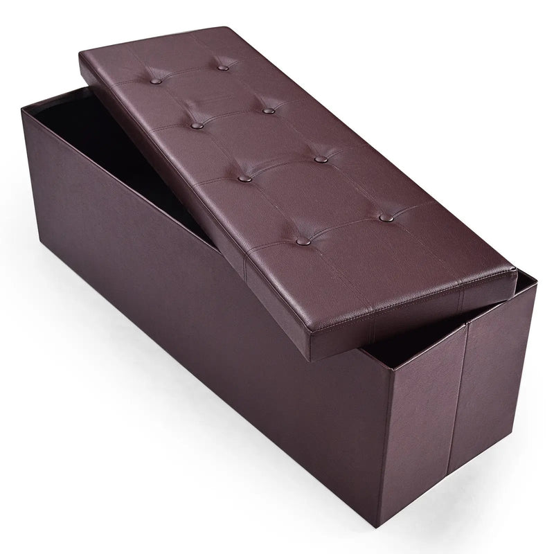 45 Inches Large Folding Ottoman Storage Seat - Brown by DirectDeals