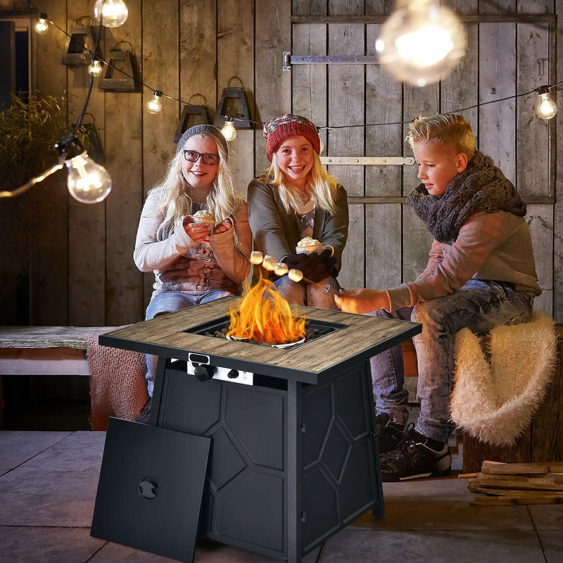 40 000 BTU 28 Inches Propane Gas Fire Pit Table With Cover by DirectDeals
