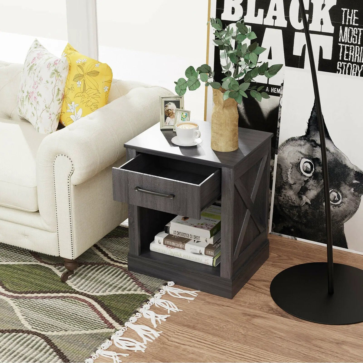 Compact Nightstand with Drawer and Shelf, photo 17 of 24