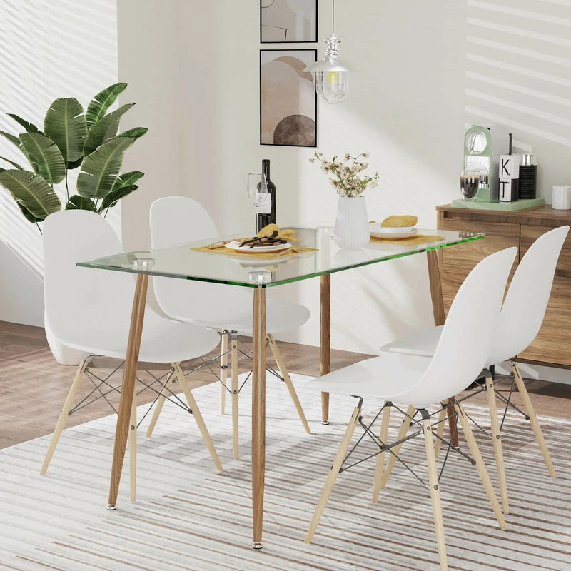Modern Glass Rectangular Dining Table with Metal Legs by DirectDeals